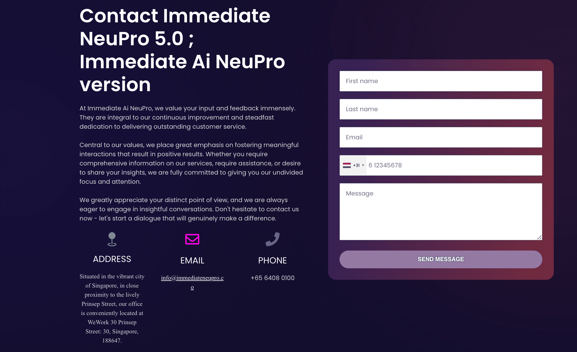 Immediate 1X Neupro (A1)-contact